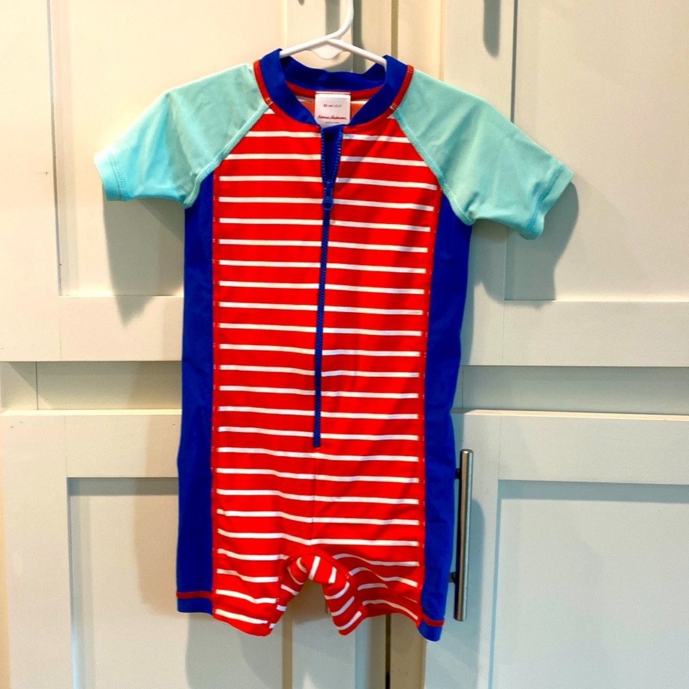 Hanna Andersson Red and Blue Kids Swim One Piece